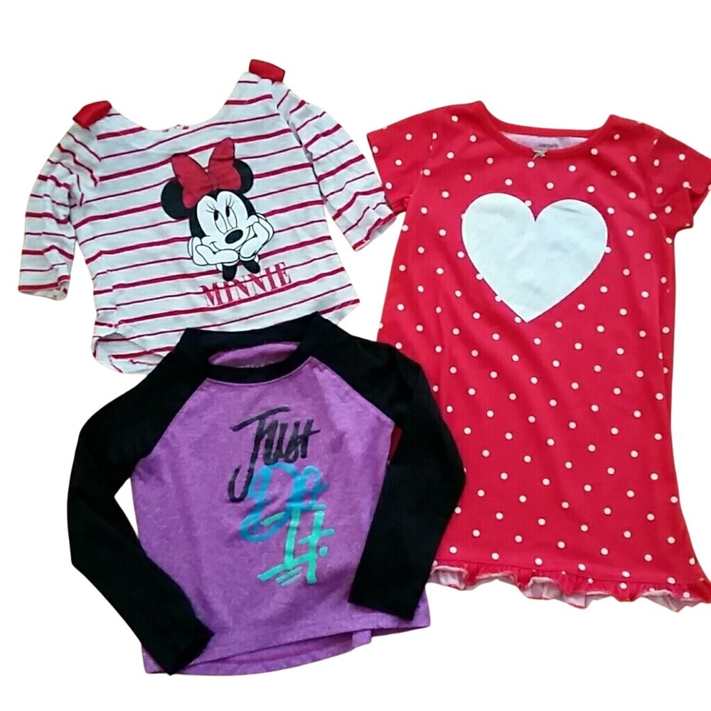 2T Girls Shirts and Pajama Set Bundle- Disney, Carters,‎ Nike